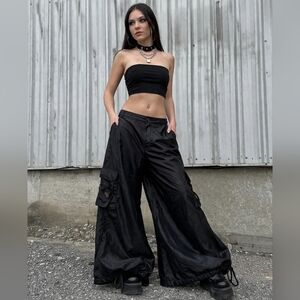 LG Auraze for Beau Baker Rave Pants Nylon 90s wide-leg rave pants pockets